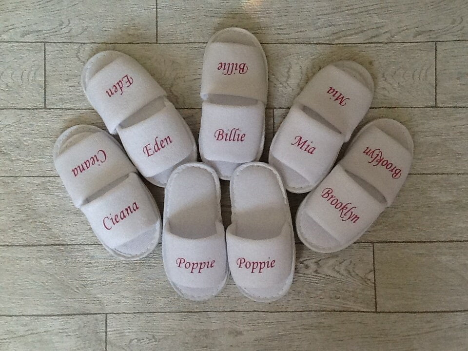 childrens spa slippers, teepee party, personalised party slippers,