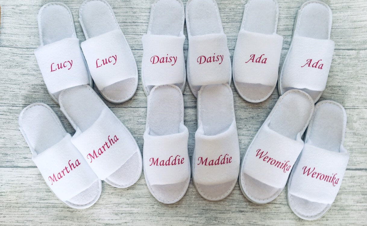 childrens spa slippers, personalised party slippers