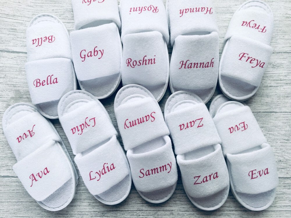 childrens spa slippers, personalised party slippers