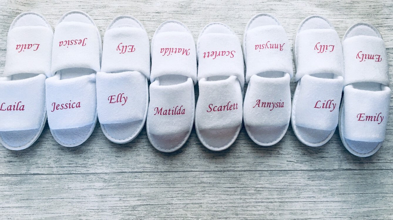 childrens spa slippers, personalised party slippers