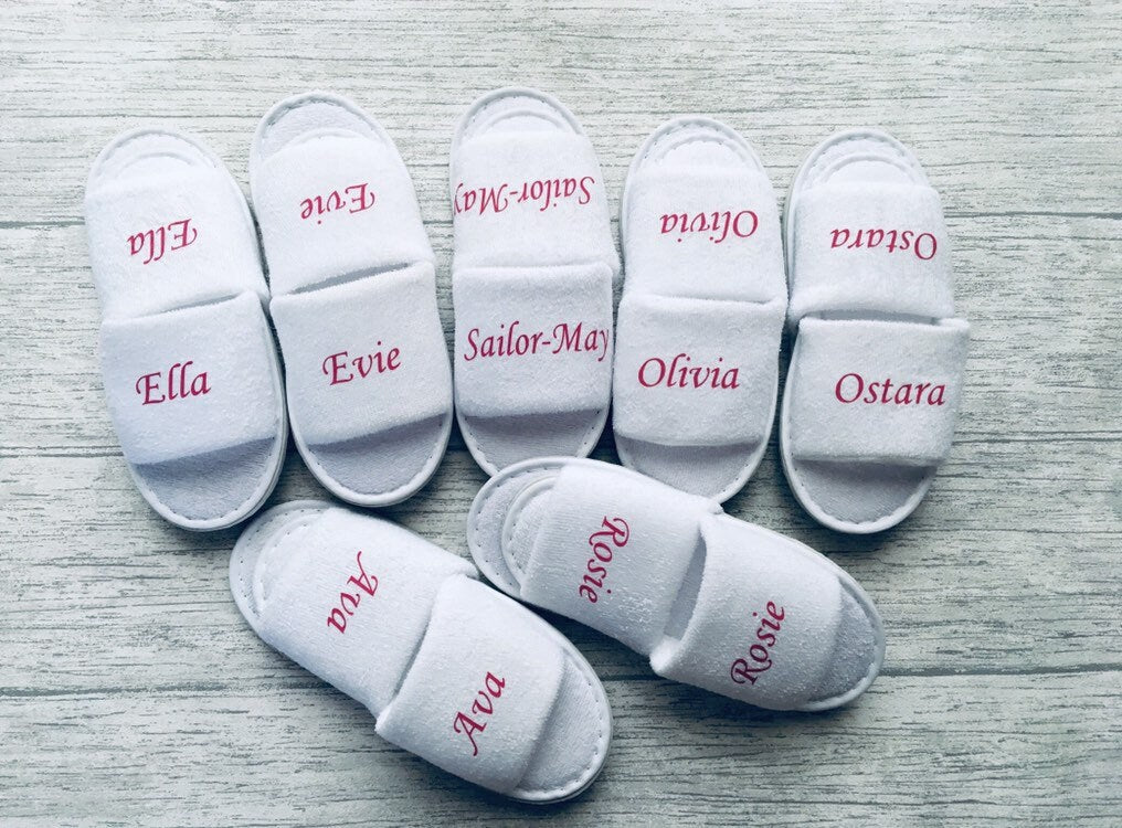 childrens spa slippers, personalised party slippers