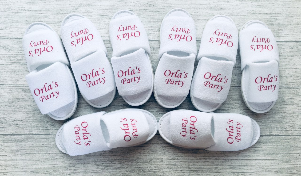 childrens spa slippers, personalised party slippers