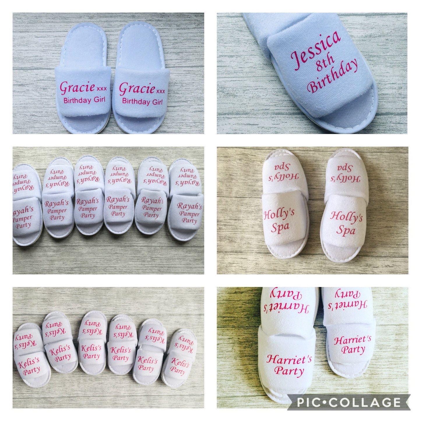 childrens spa slippers, personalised party slippers