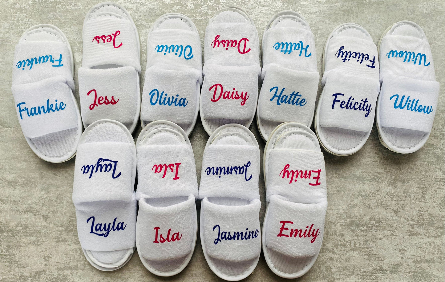 childrens spa slippers, personalised party slippers